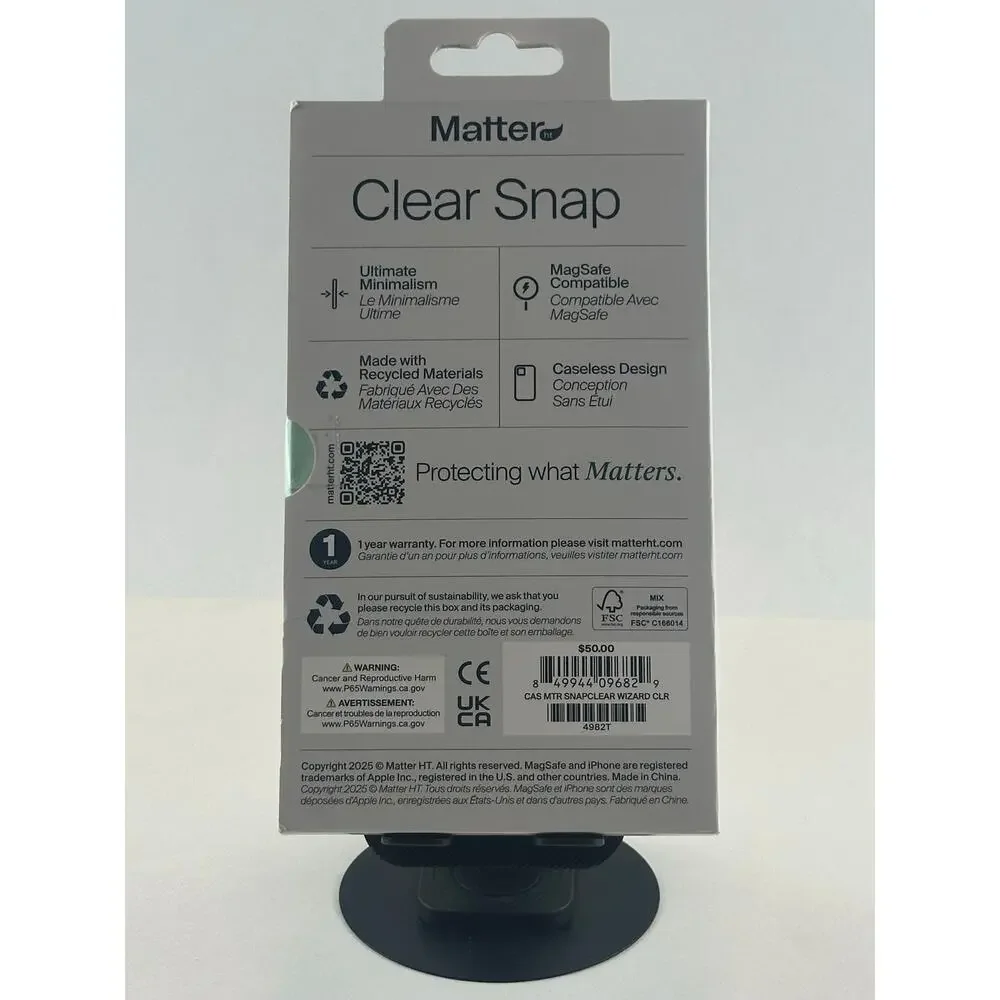 Matter Clear Snap iPhone Air Wizard Case NWT MSRP: $50.00